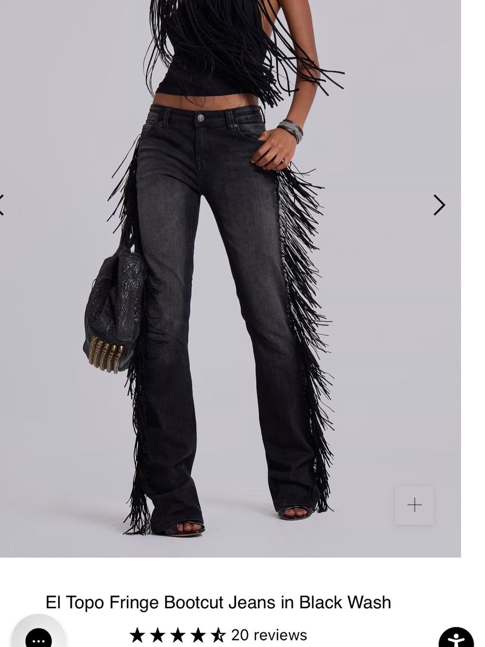 Jaded London Black Wash Fringe Bootcut Jeans